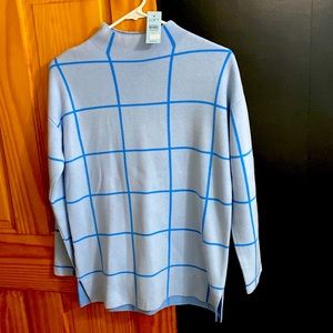 LOFT window pane design light blue sweater